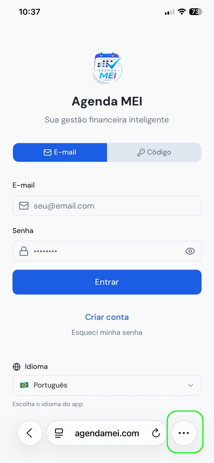 Passo 1: Abra no Safari